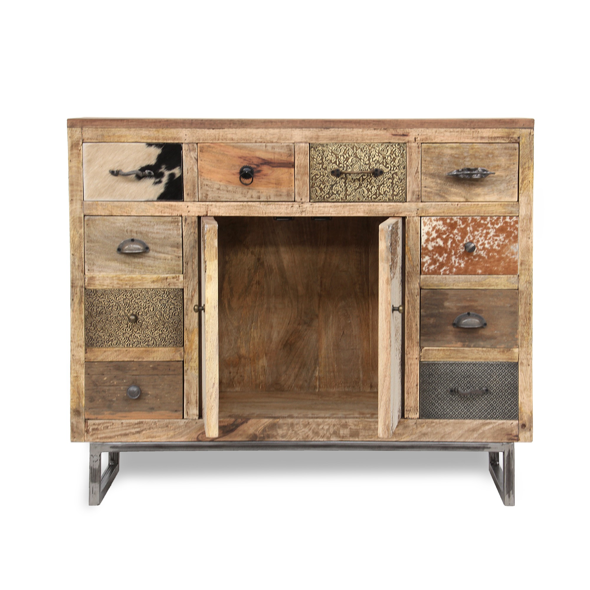 Sideboard 'Beaucoup', braun, schwarz, weiß, B 108 cm, H 91 cm, T 31 cm von fischer's lagerhaus