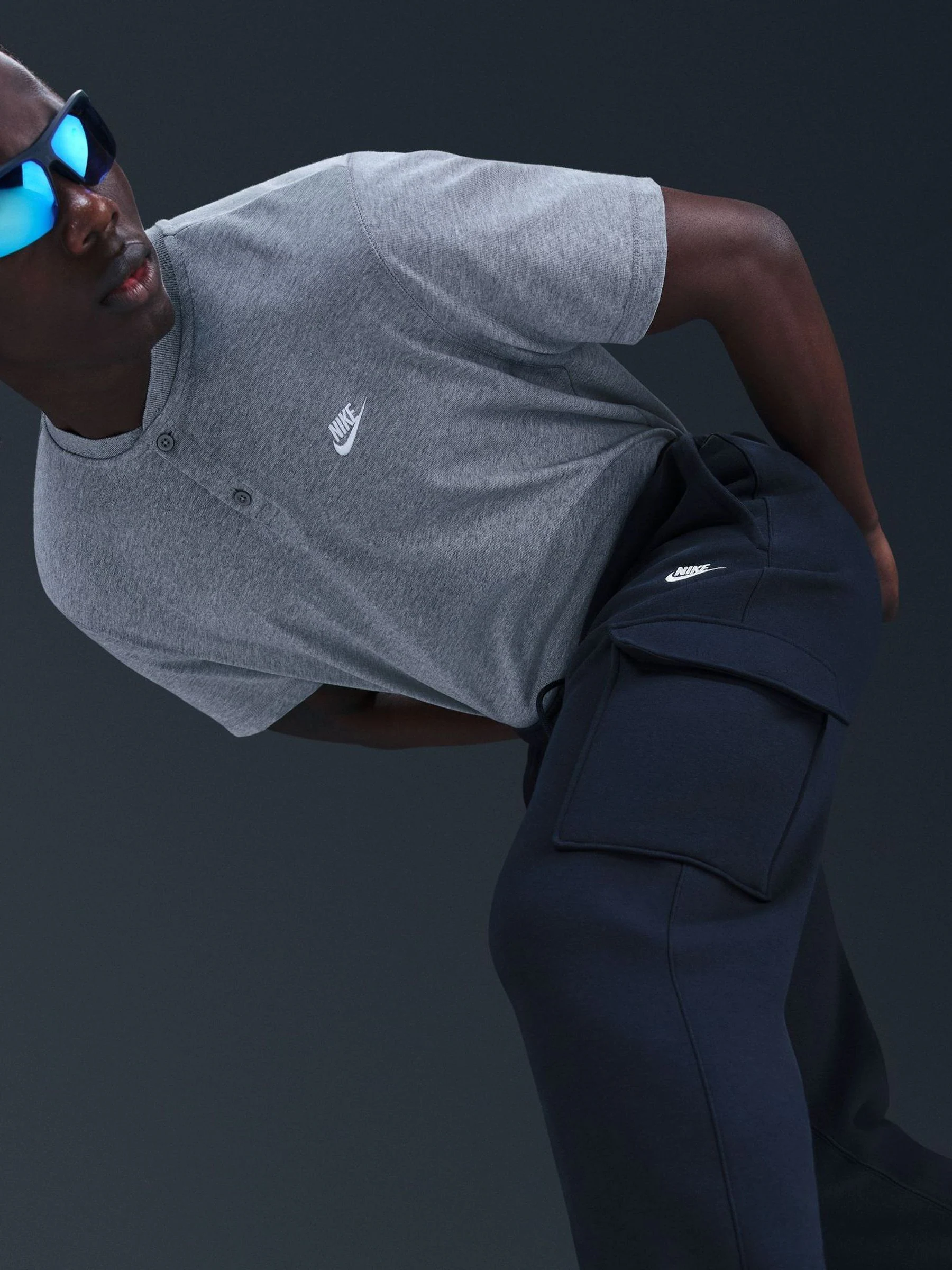 Marineblauwe Obsidian - Nike Club cargojoggingbroek van fleece