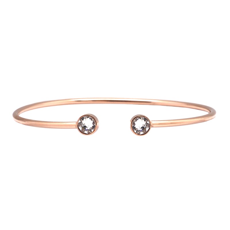 Bracelet rigide en acier cuivré orné de cristaux Swarovski avec pierres Crystal