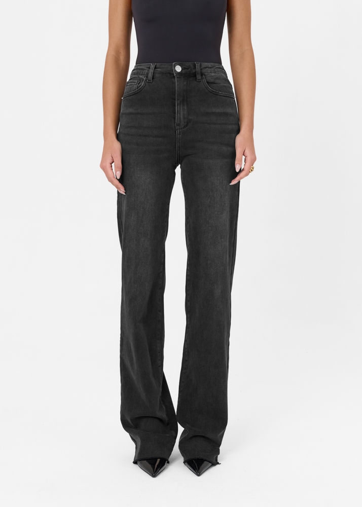 Straight leg stretch jeans iron zwart