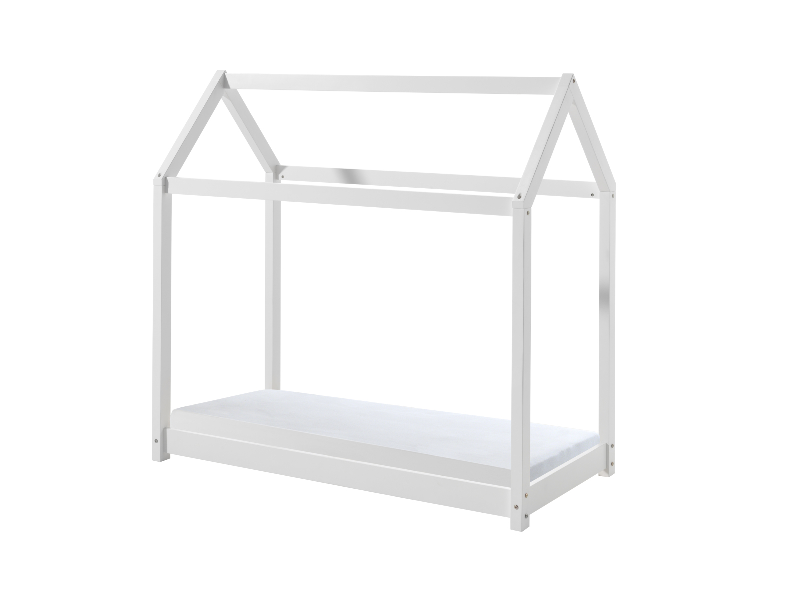 Hausbett CABANE - weiß - Kiefer massiv - mit Matratze - 70x140 cm