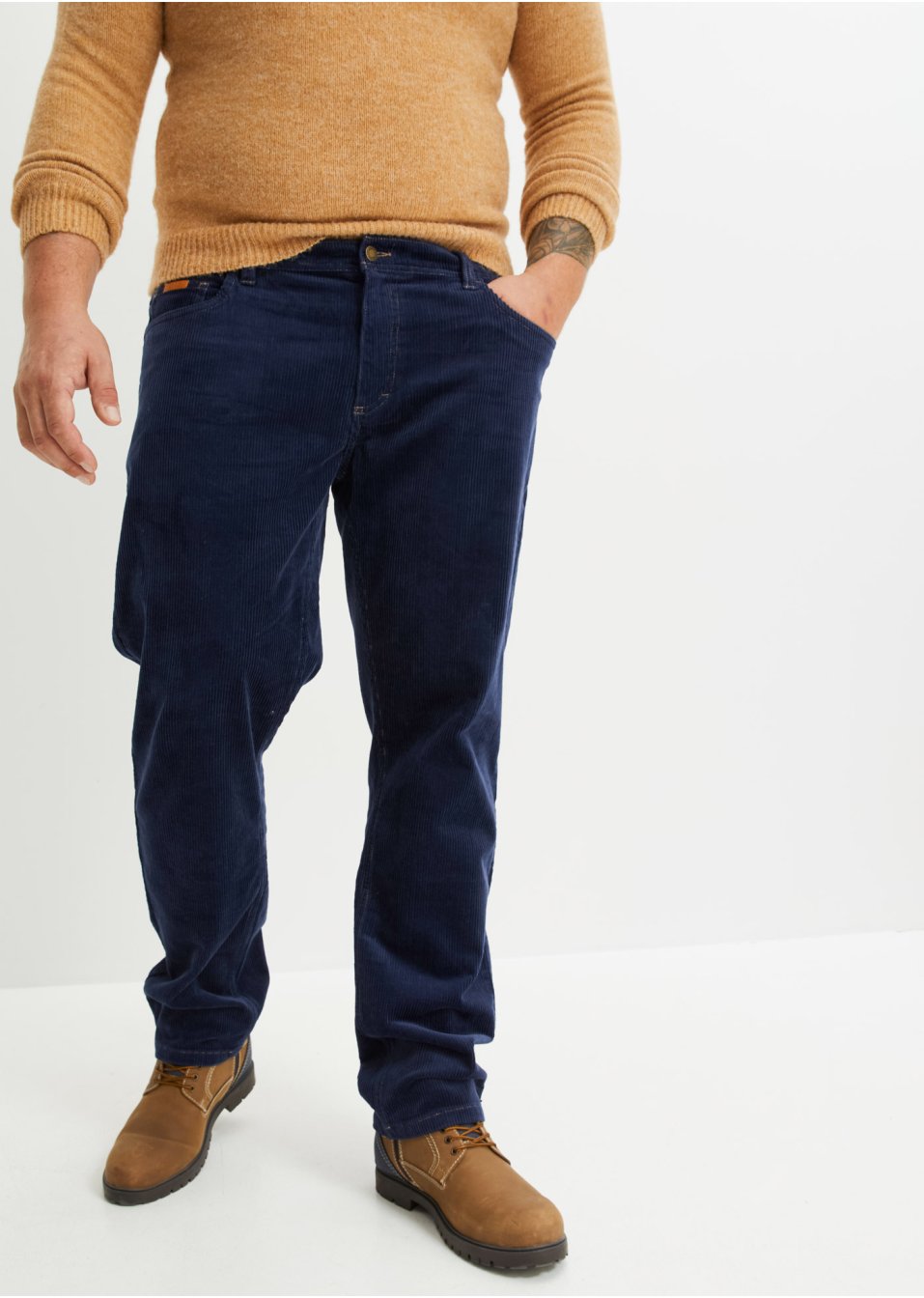 Pantalon velours côtelé extensible Regular Fit, Straight