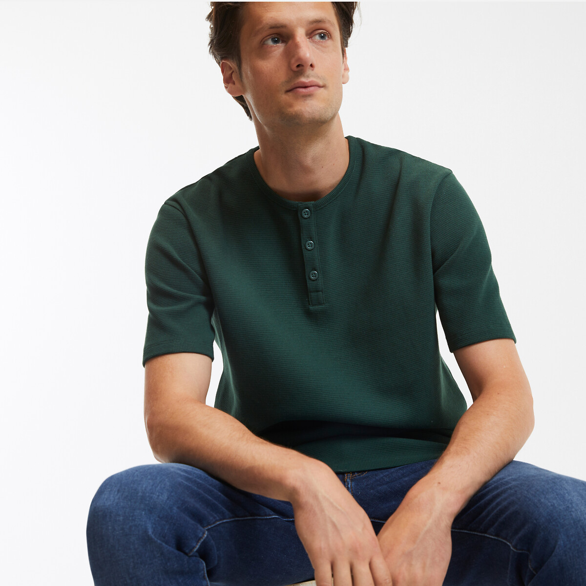 COLEÇÃO LA REDOUTE<br>Camiseta com gola túnica e mangas curtas