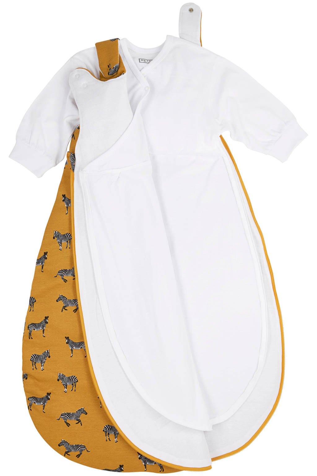 gevoerde 2-delige baby slaapzak Zebra Animal Honey gold