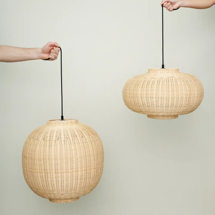 Hübsch Interior - Chand Pendelleuchte, H 21 x Ø 80 cm, rattan