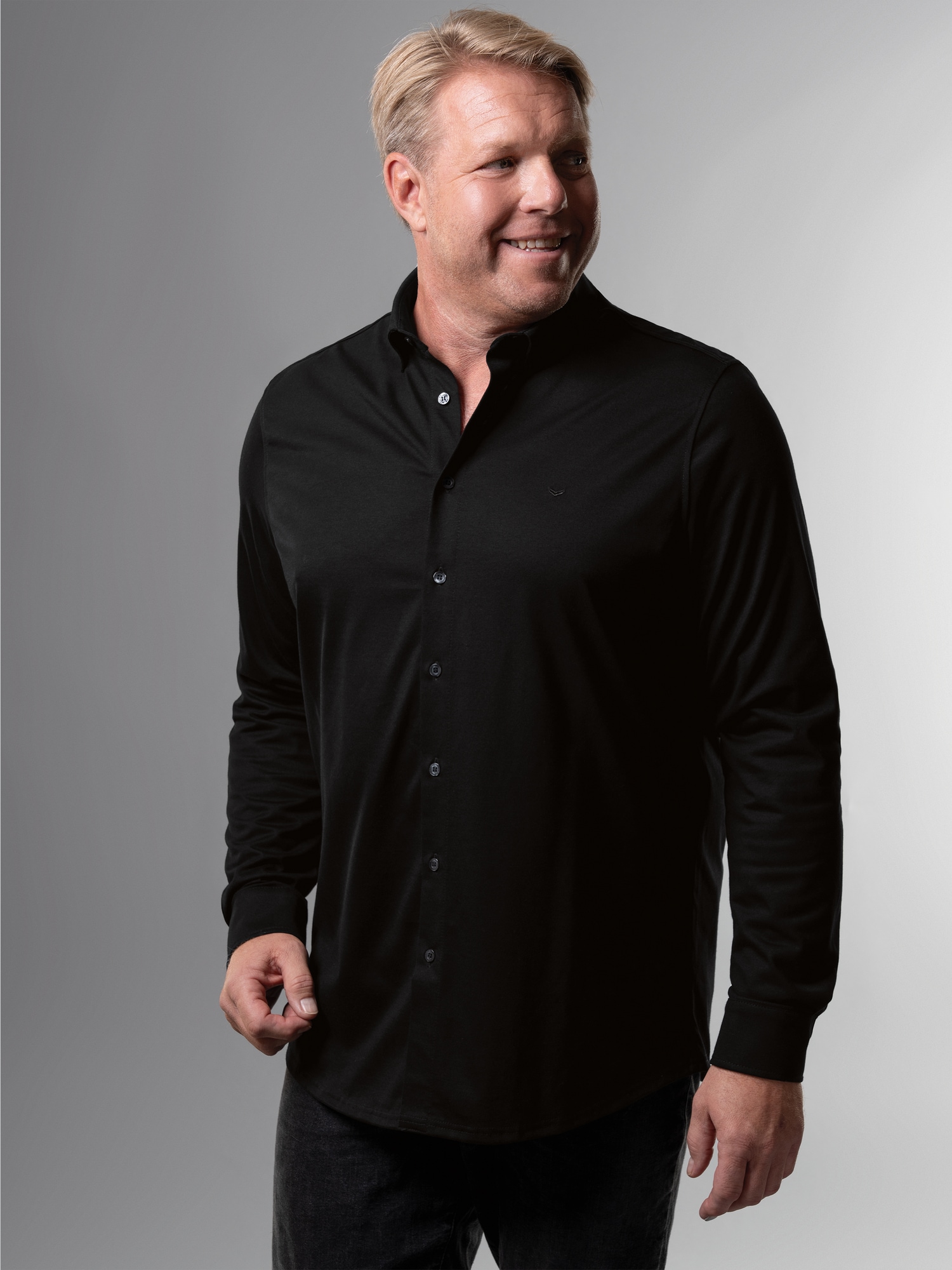 Business-Hemd aus DELUXE-Single-Jersey Schwarz