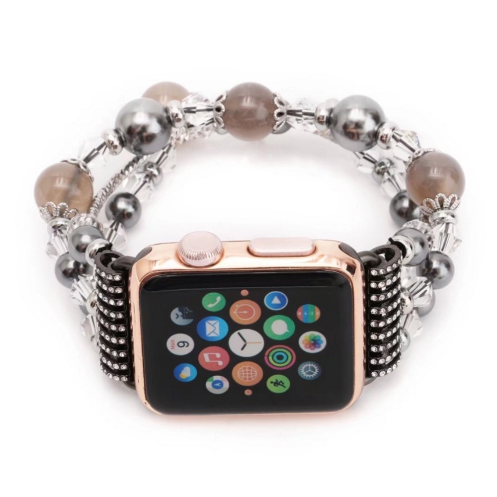 Apple Watch (42/41/40/38 mm) Elastisches Glitzer Perlen Ersatz Armband - Grau