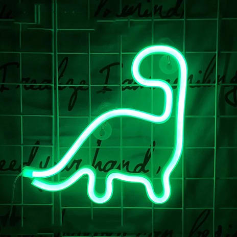 Dinosaur neonskilt - grøn