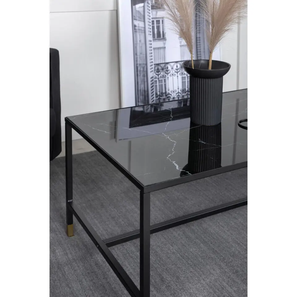 Salontafel Zwart Marmerlook - 130x60x48cm - Dipp