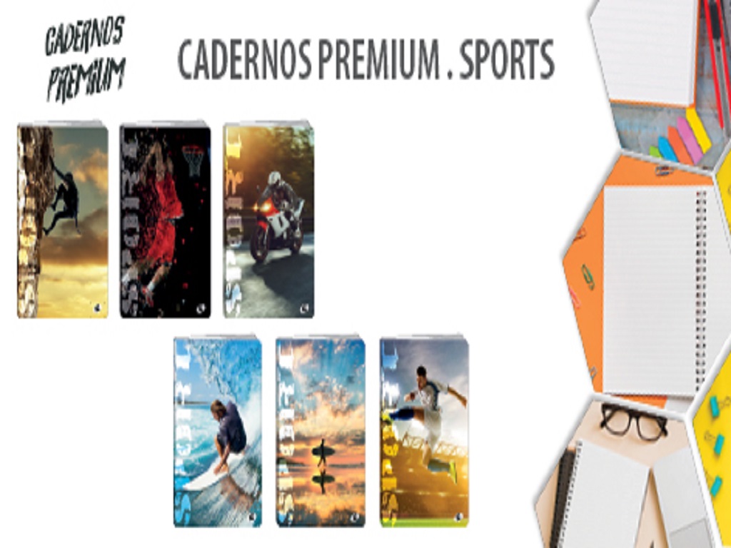 CADERNO AGRAFADO A4 SPORTS QUADRICULADO A4 48 FOLHAS MODELOS SORTIDOS