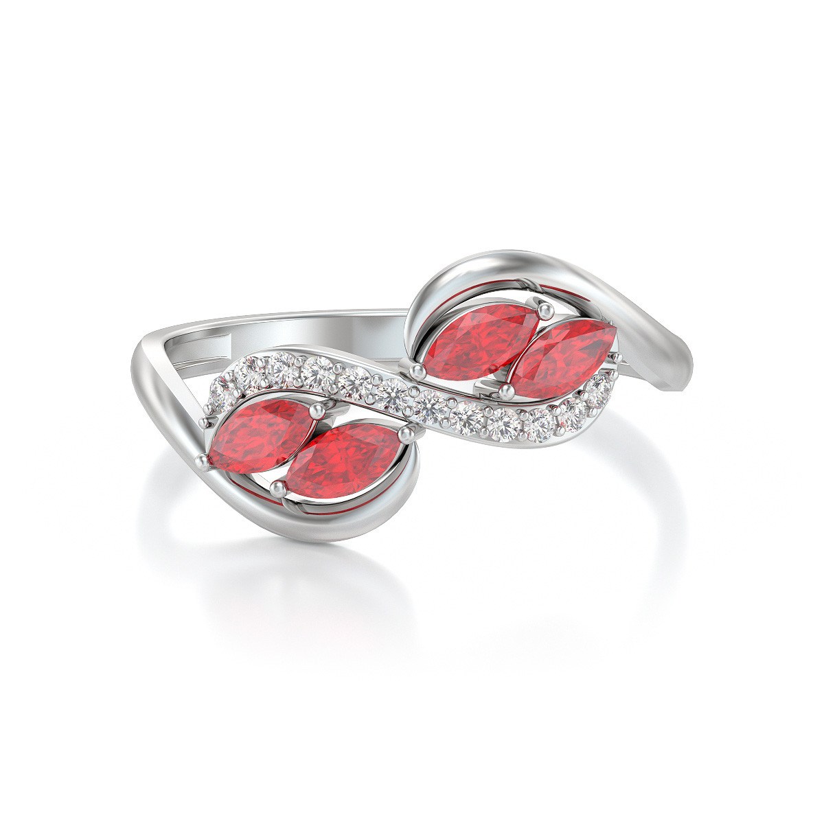 Bague ADEN Or 585 Blanc Rubis et diamants 1.546grs