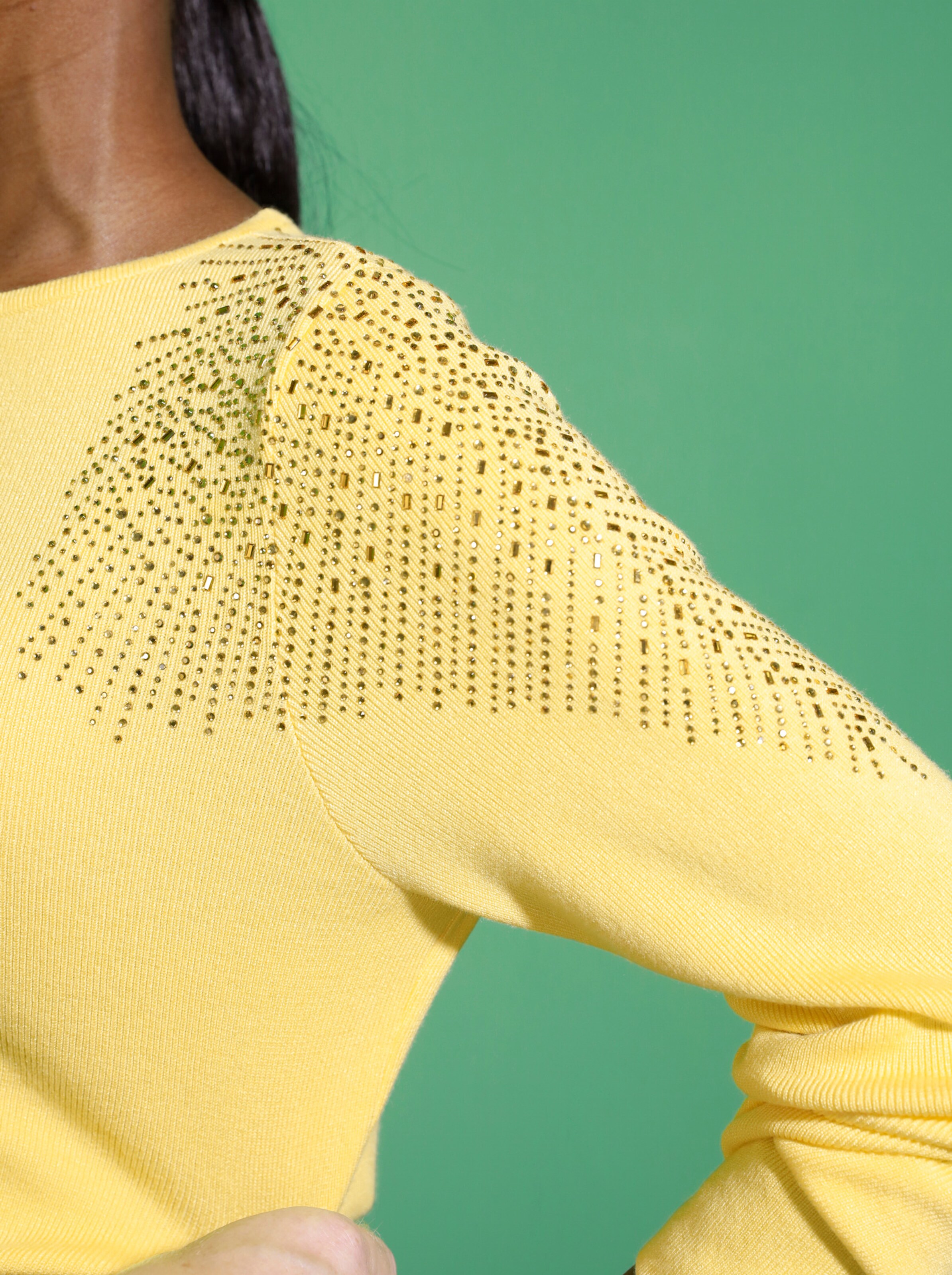 Langarm-Pullover in zitrone