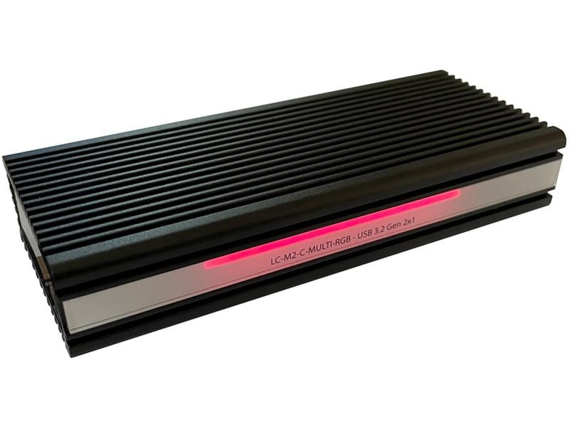 LC-Power Externes Gehäuse LC-M2-C-MULTI-RGB M.2 Externes M. 2 SSD-Gehäuse mit RGB-Beleuchtung