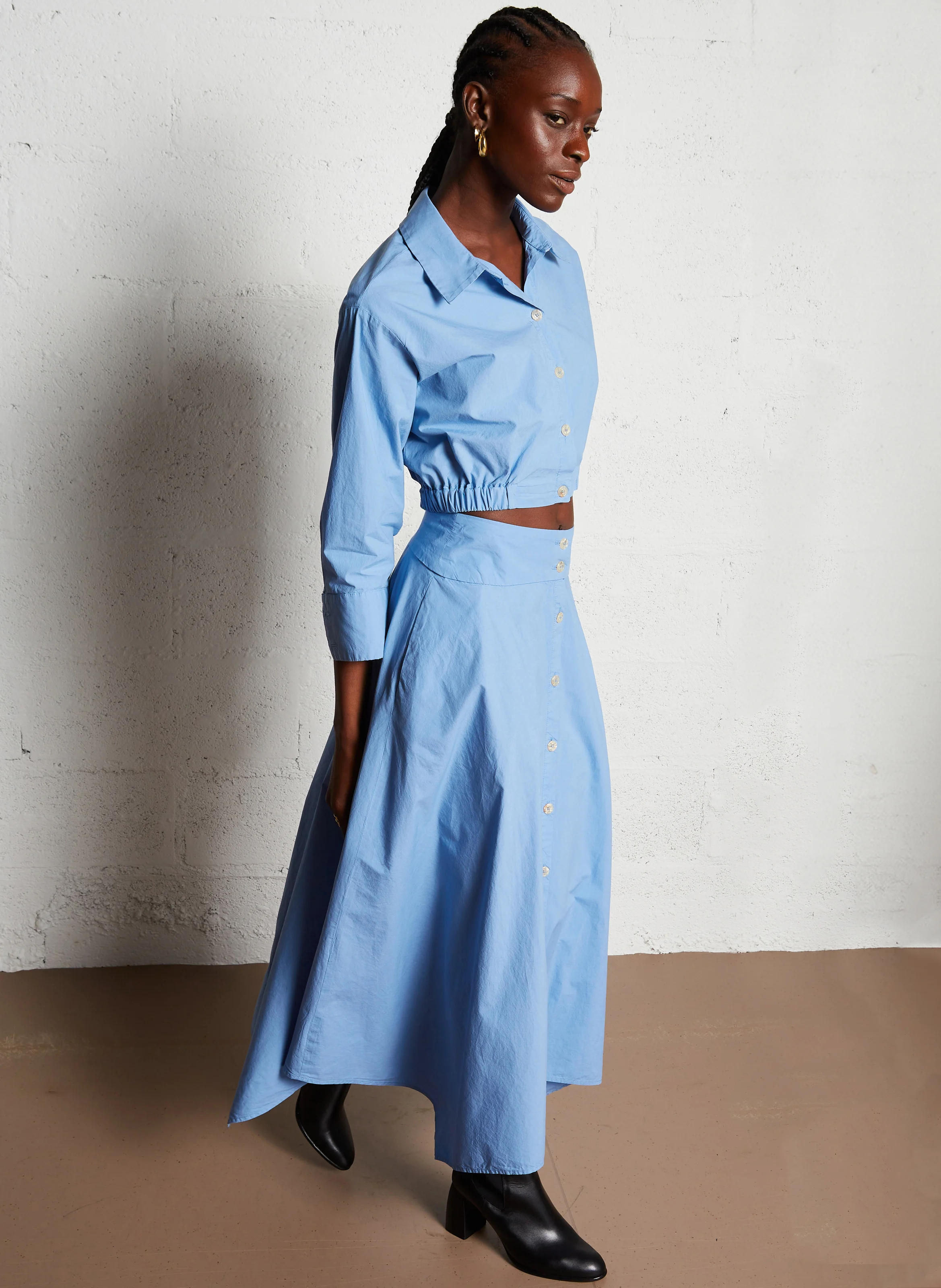 APRIL - Chemise courte en coton | Bleu