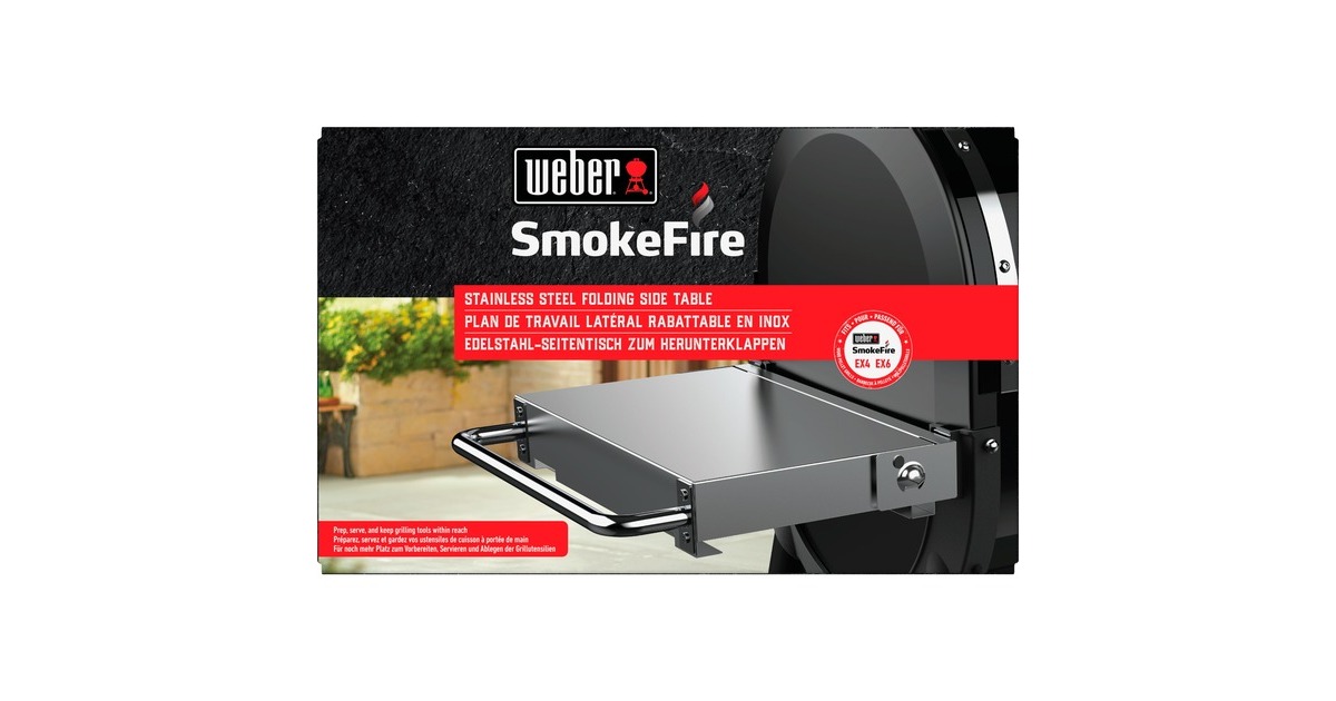 WeberRoestvrijstalen opklapbare zijtafel - SmokeFire EX4 en EX6  (Roestvrij staal)