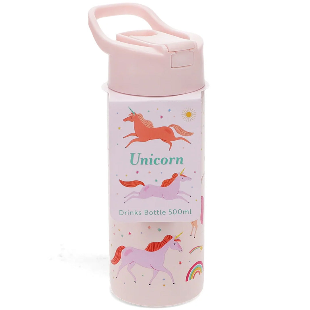 Rex london rvs drinkfles met rietje - unicorn - 500 ml