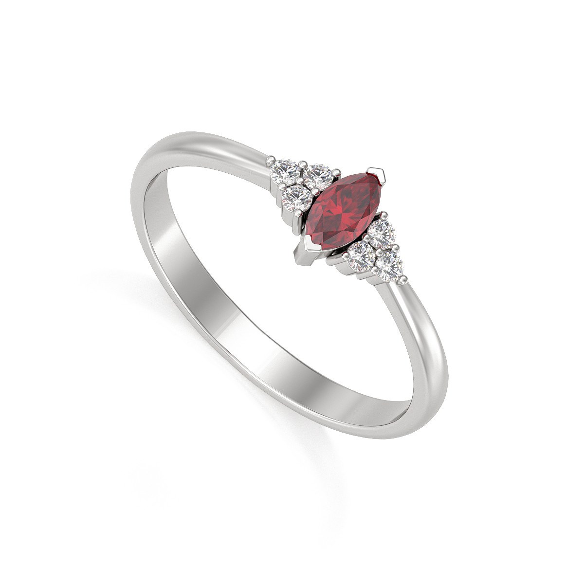 Bague ADEN Or 585 Blanc Rubis et diamants 2.1grs