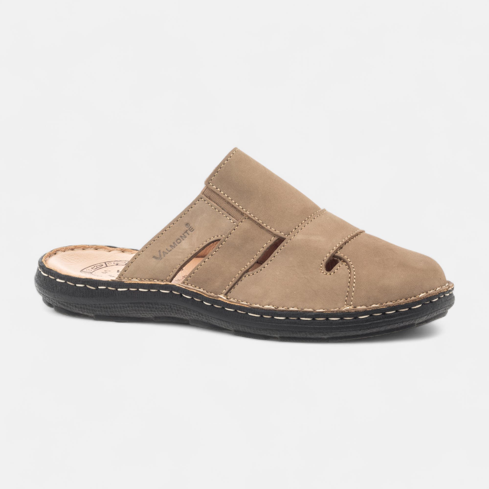 Mules Homme en cuir taupe