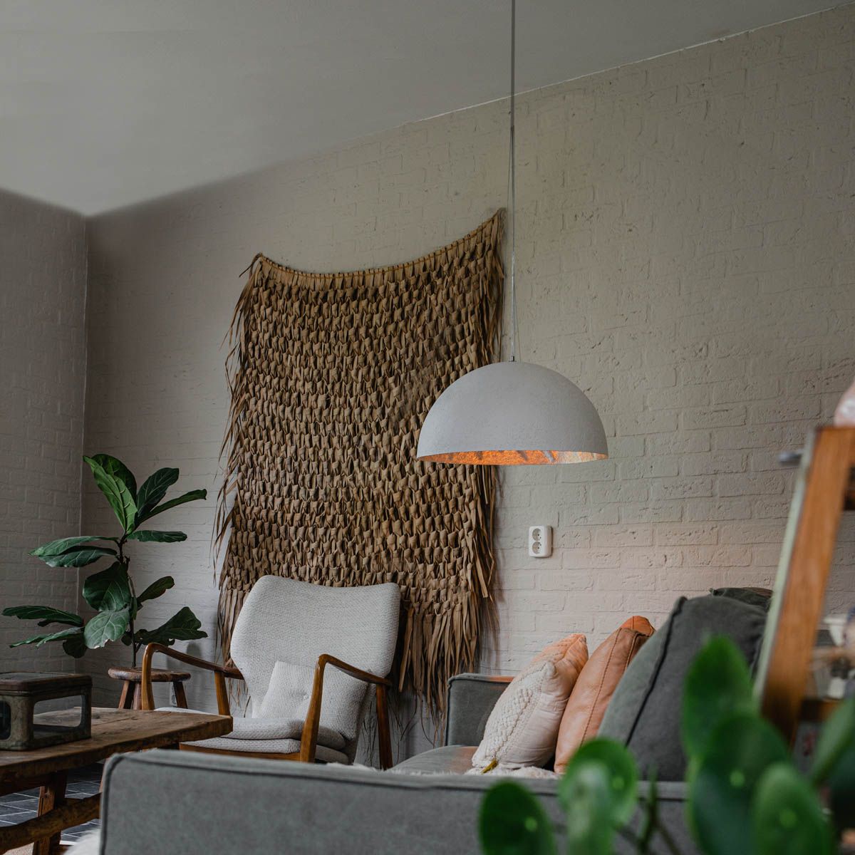 Moderne hanglamp wit met zilver 50cm - Magna