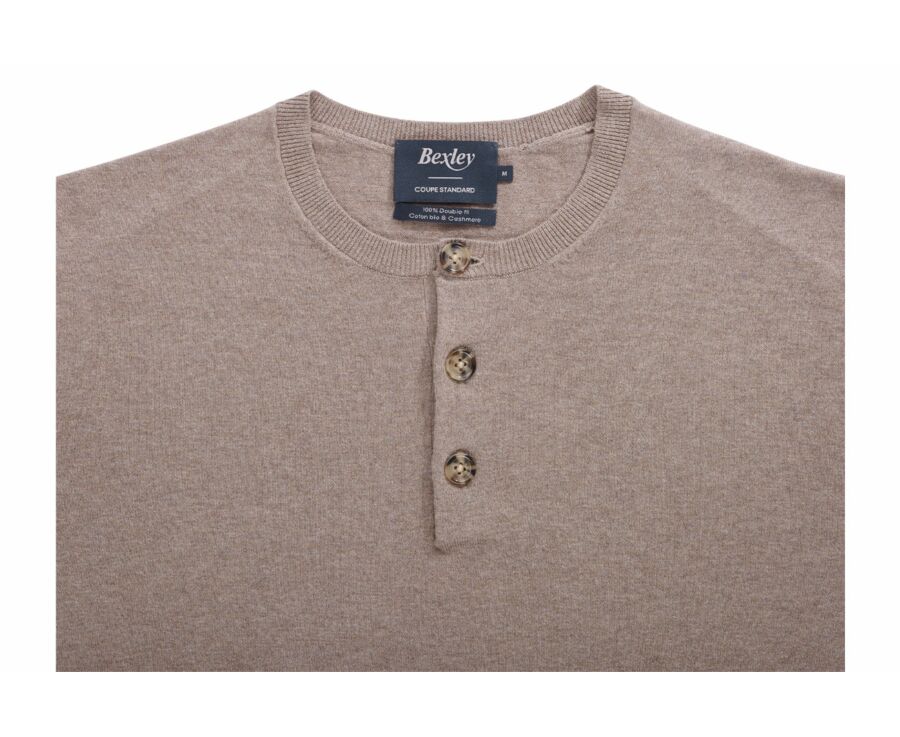 Pull fin homme coton/cachemire Taupe chiné - KUTON