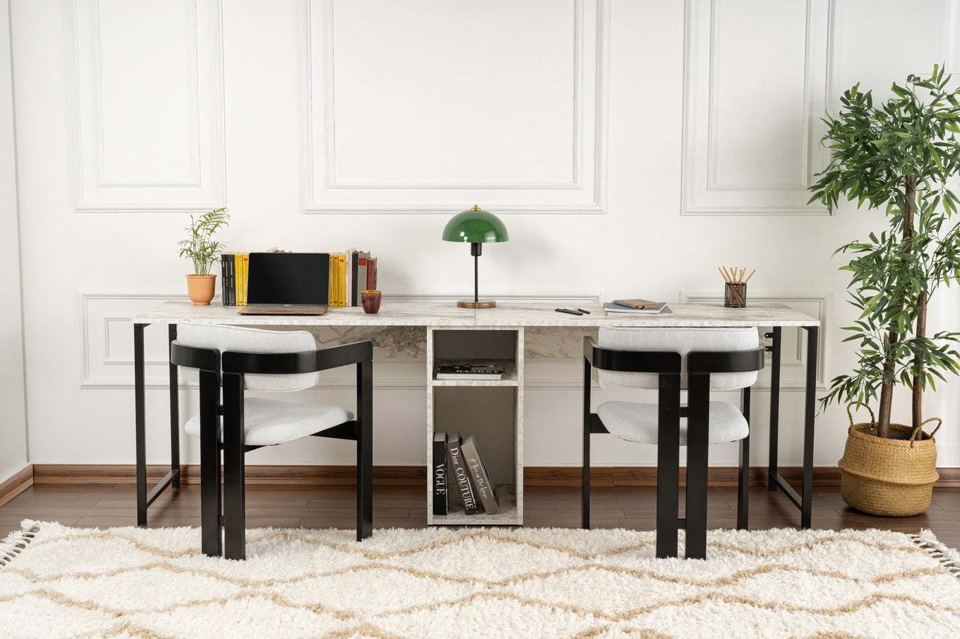 Giga Meubel - Bureau Marmerlook - 240x60x74cm - Twin