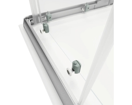 Hoekinstap met schuifdeur SCHULTE Sunny 75 - 90 cm, zilverkleurig profiel, glasdecor met horizontale strepen, deurscharnier links, deurscharnier rechts