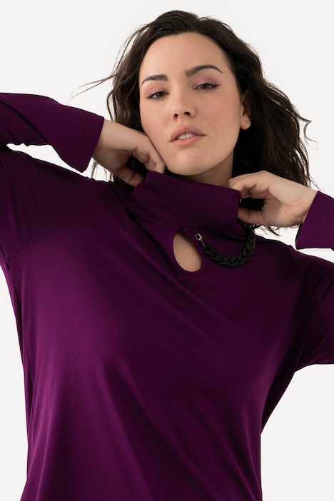 Shirt, Cut-Out, Kette, Stehkragen, Langarm