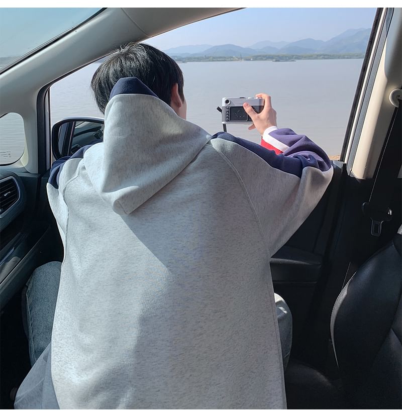 blastealle - Color Block Loose Fit Hoodie