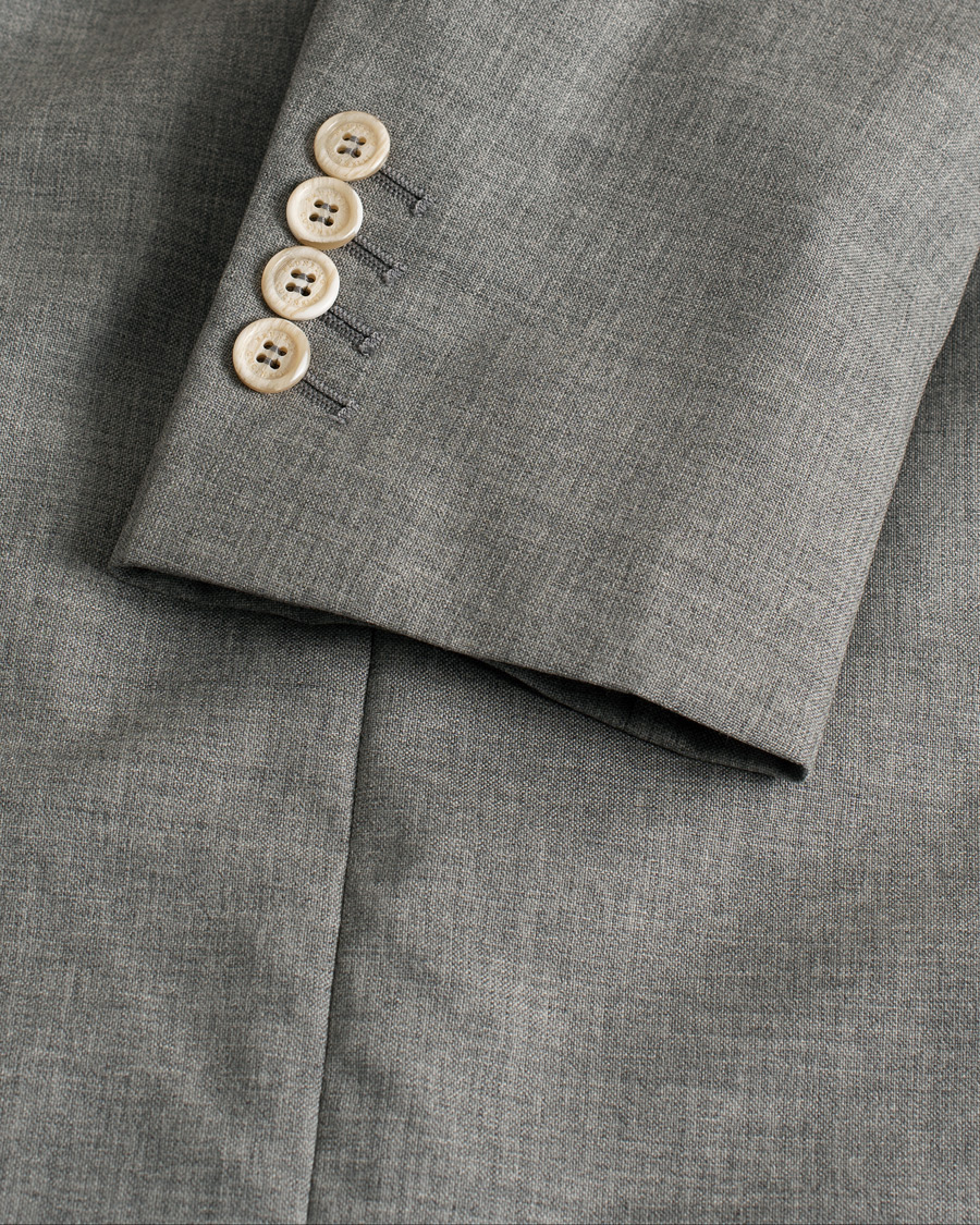 Brunello Cucinelli Peak Lapel Wool Blazer Light Grey