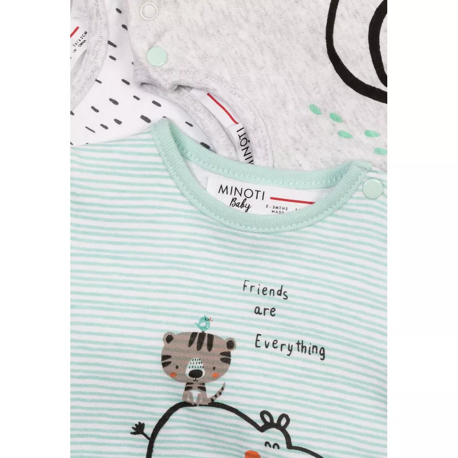 MINOTI 3er-Pack T-Shirts GrünWeißGrau