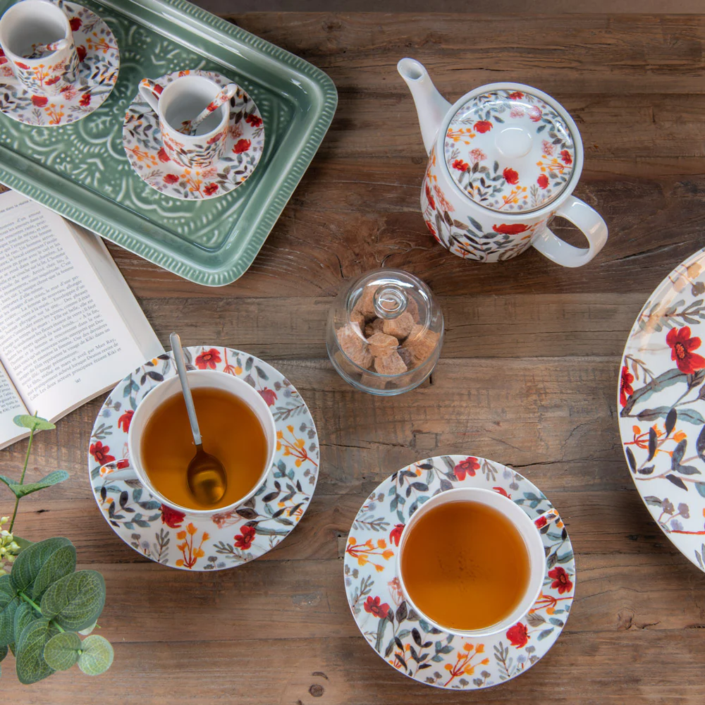 Coffret 4 tasses avec cuillères 16 cl Flor Table passion