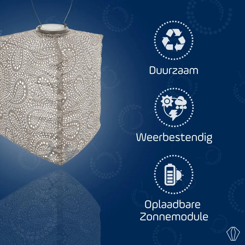LUMIZ Solar Lampion Paisley Triangle - 28 cm - Licht Taupe