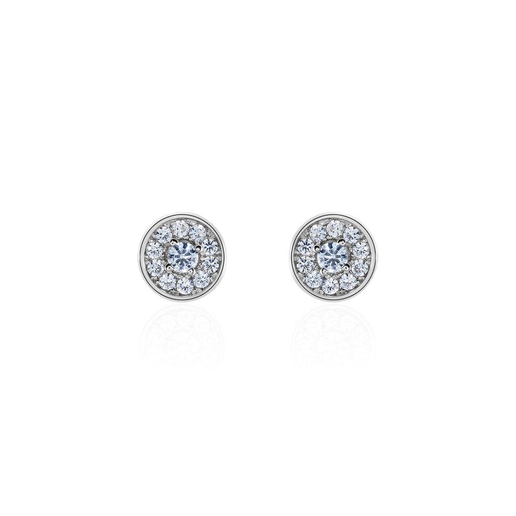 Boucles D'oreilles Puces Auxana Argent Blanc Oxyde De Zirconium