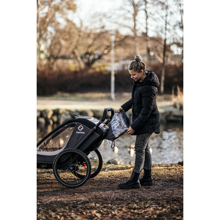 hamax Kinderfahrradanhänger Cocoon Zweisitzer greyblack