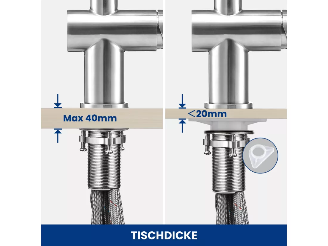 Cecipa max Mitigeur de Cuisine avec Douchette Extractible Robinet de Cuisine avec 2 Types de Jet D'eau Robinet d'évier en Inox Brossé,EU Modèle