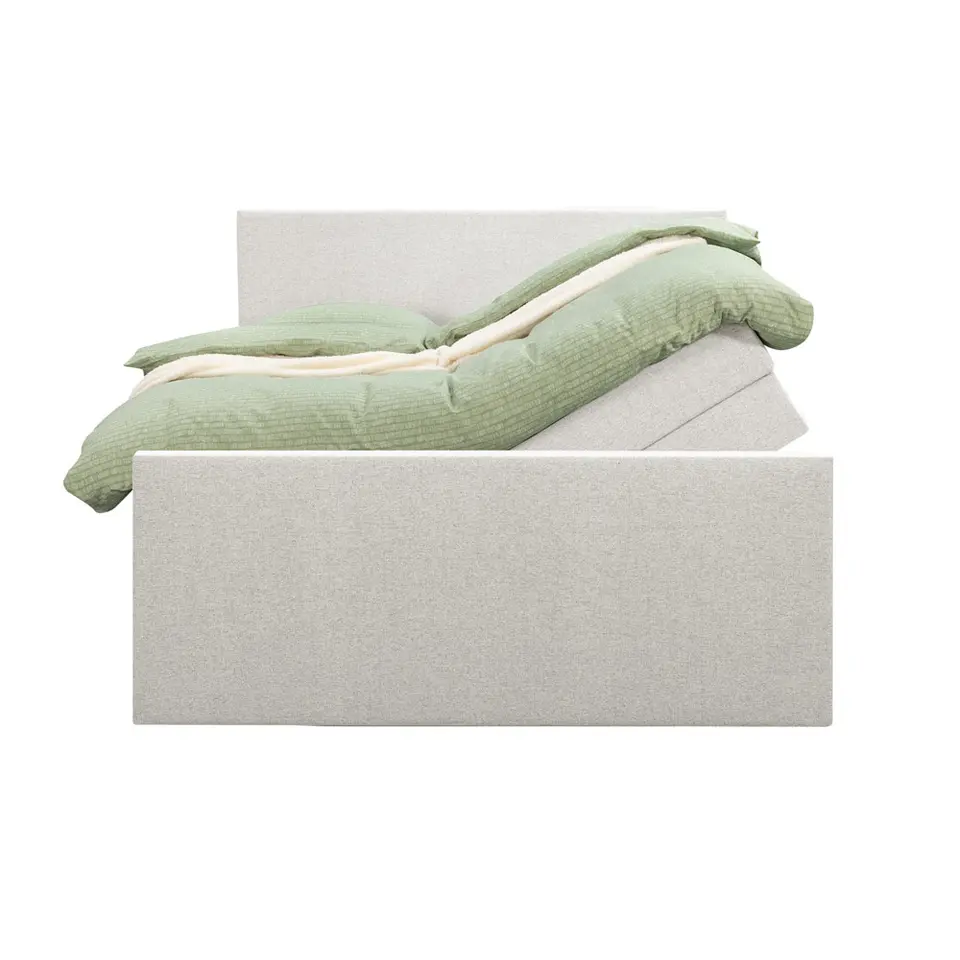Boxspring met opbergruimte en voetbord Liv egaal - ecru - 160x200cm