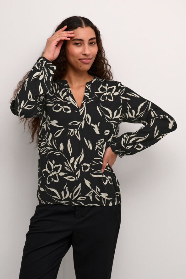 Kaffe KAditte Blouse Black/sand painted flower