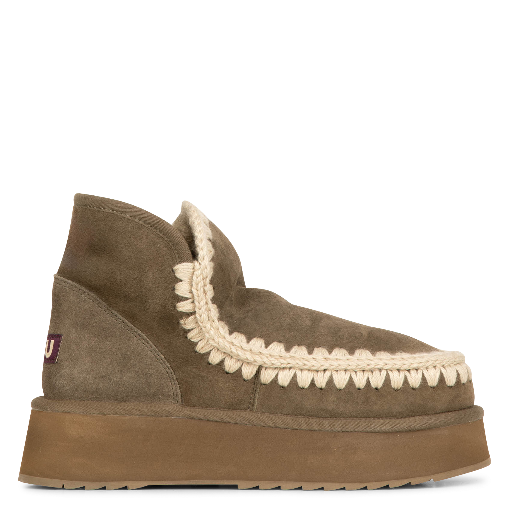 MINI ESKIMO BOOT - Boots à plateforme fourré en cuir| Kaki