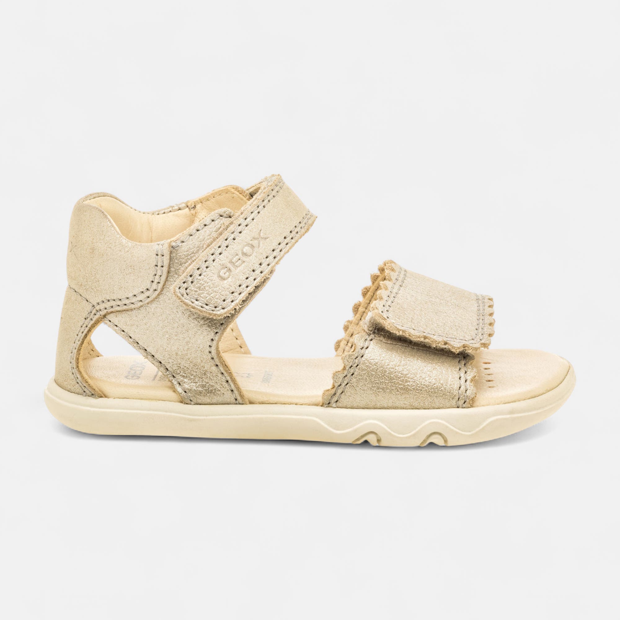 Nu-pieds Fille en cuir beige