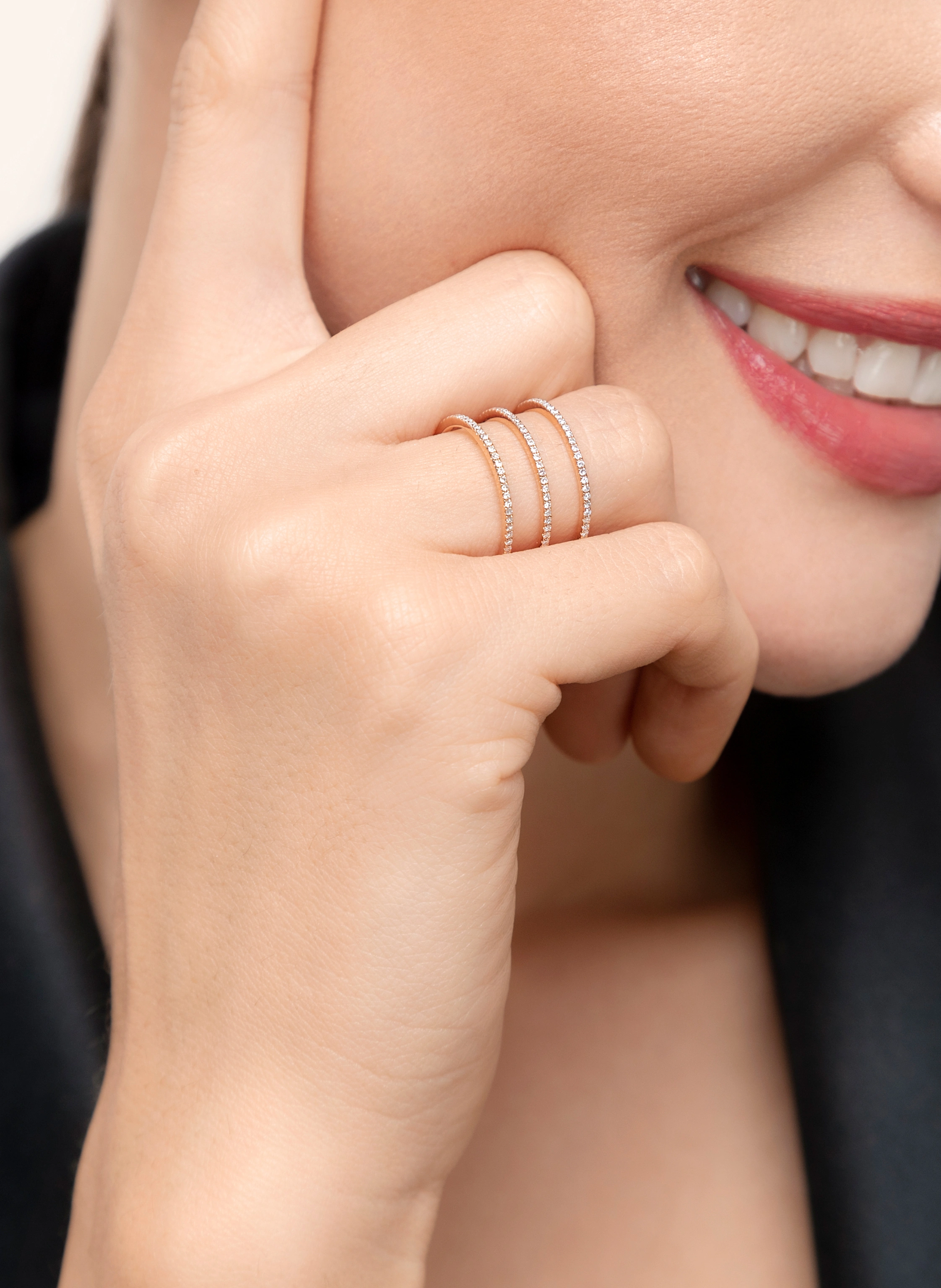 Leaf Ring TRIPLE aus 18 Karat Roségold mit Diamanten