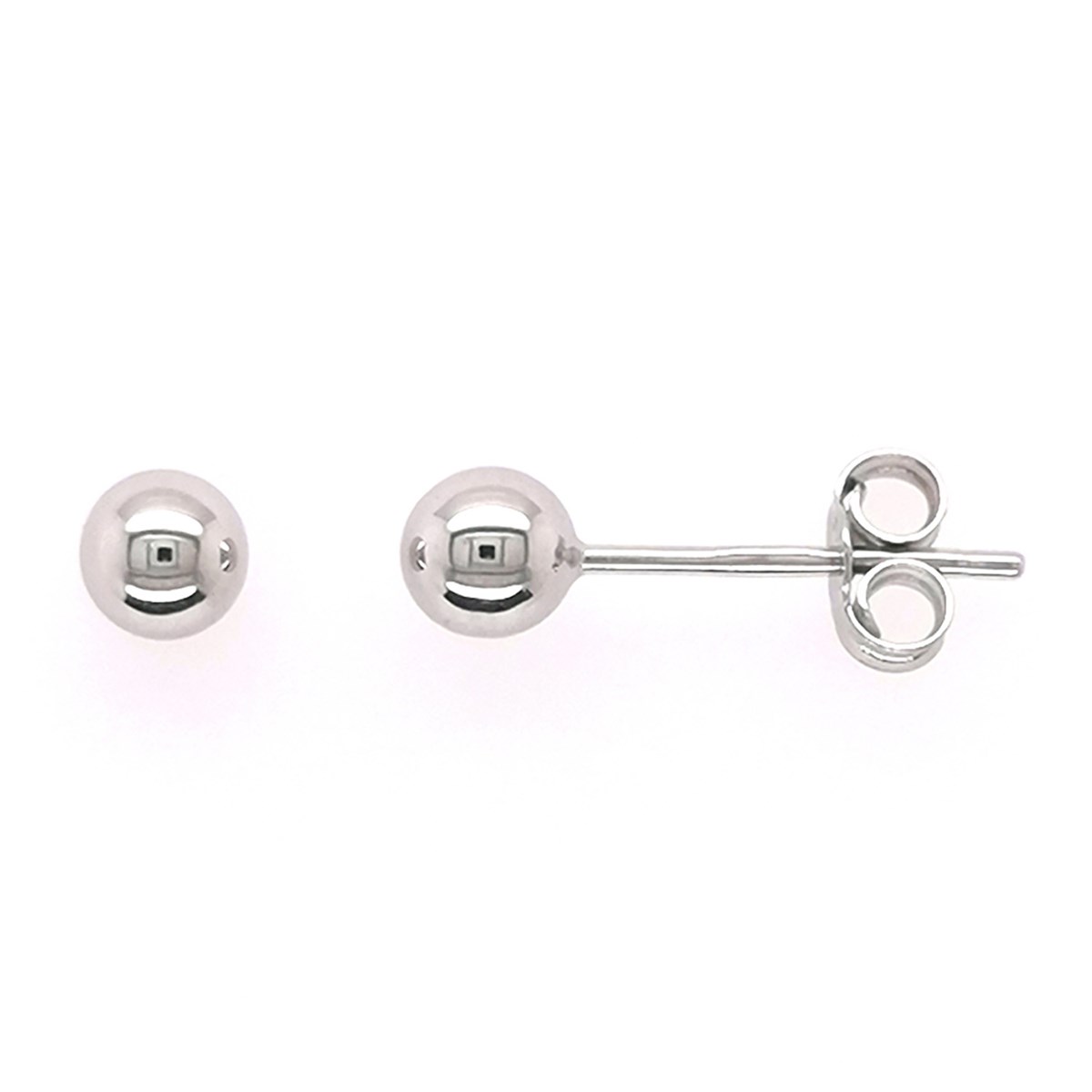 Boucles d'oreilles Boule 4 mm or blanc 18 carats