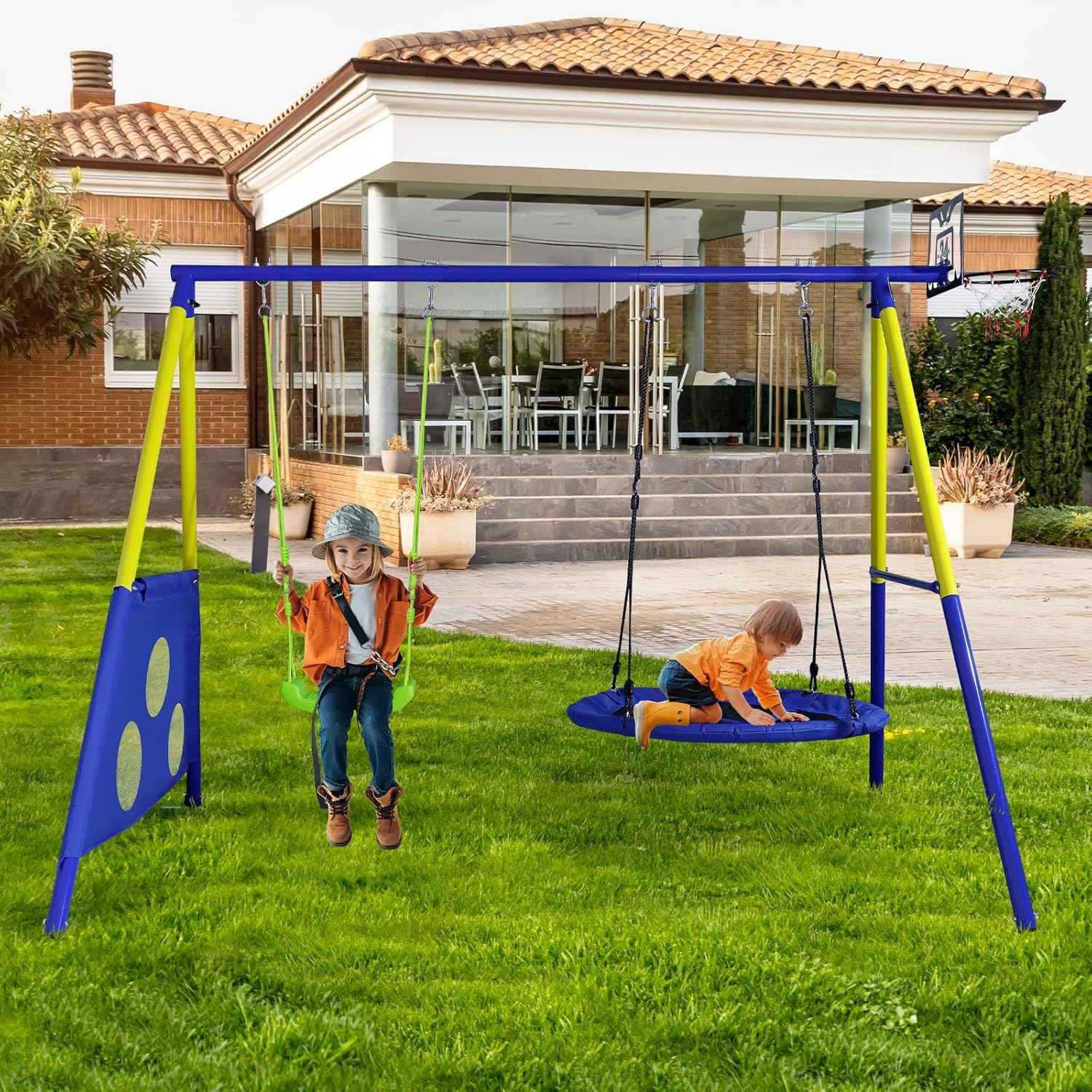 CCLIFE Schaukelgestell Outdoor 200 kg Schaukelgerüst für Nestschaukel Kinderschaukel, Schaukel Gestell für Garten ZERRO