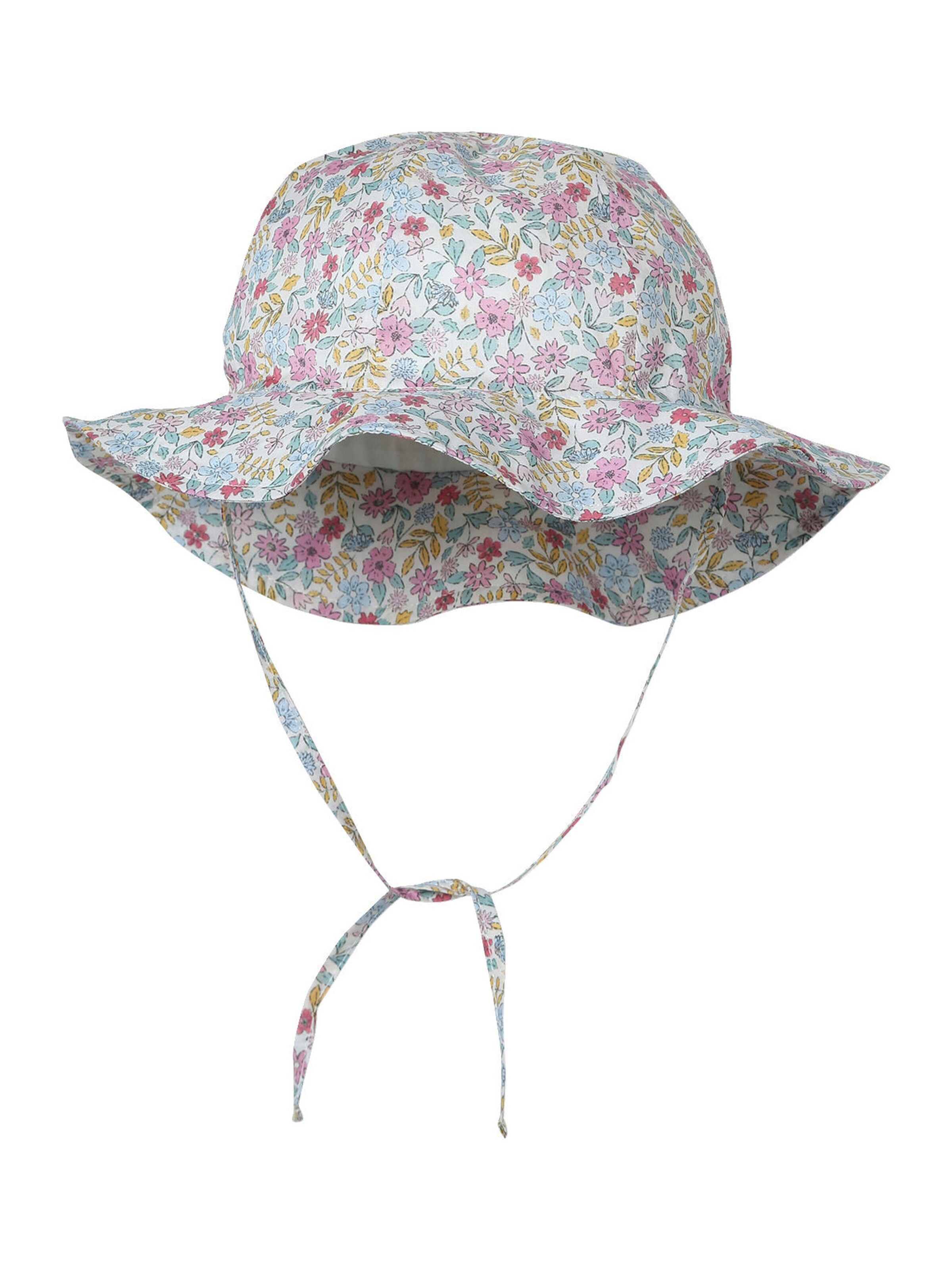 Vertbaudet Mädchen Baby Sonnenhut mit Blumenmuster wollweiß