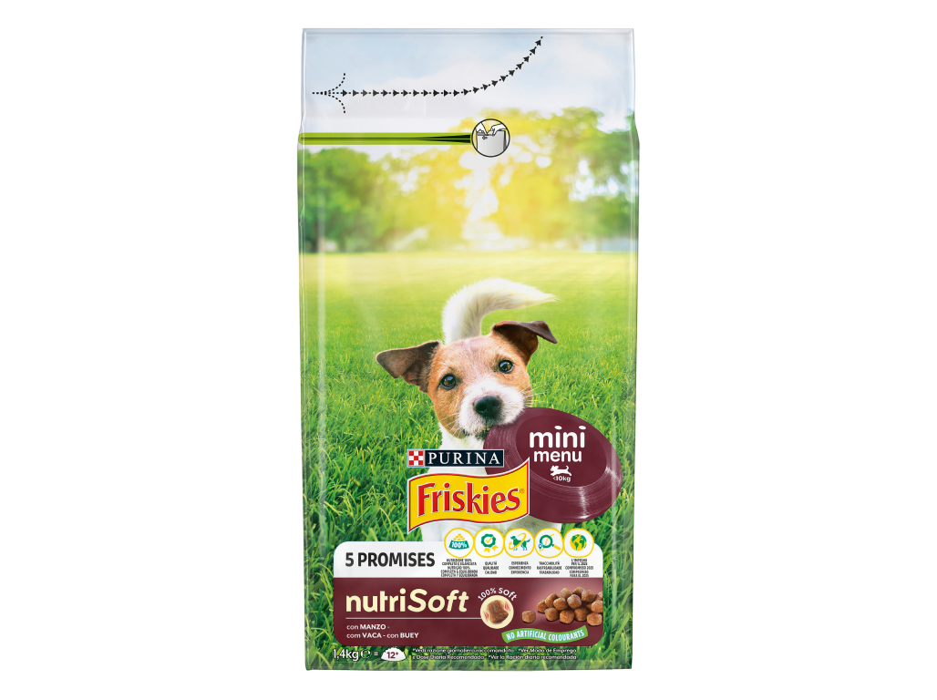 RAÇÃO PARA CÃO FRISKIES MINI MENU NUTRI SOFT COM VACA 1.4KG