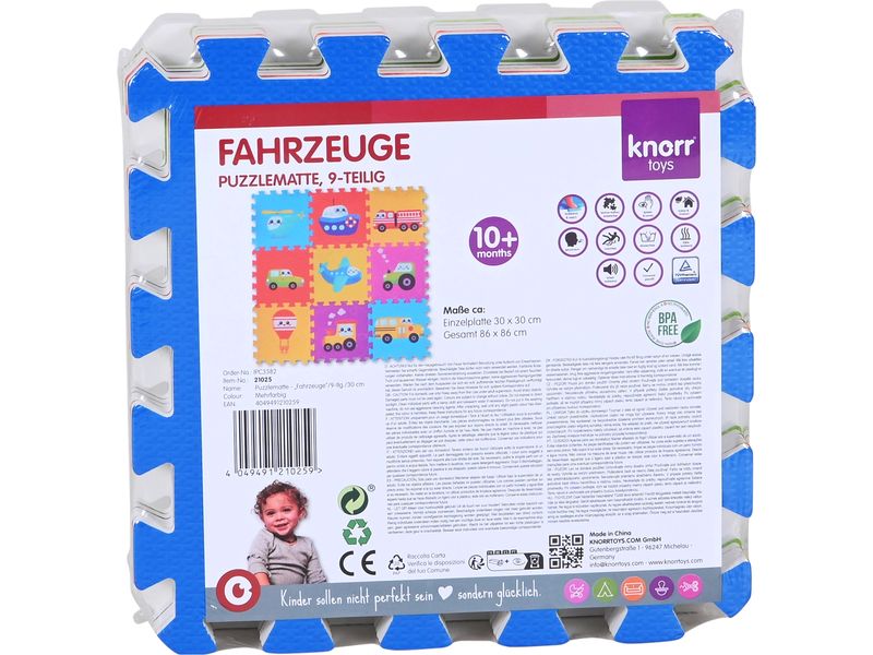 Knorrtoys Puzzlematte Fahrzeuge 9-teilig Mehrfarbige Spielmatte