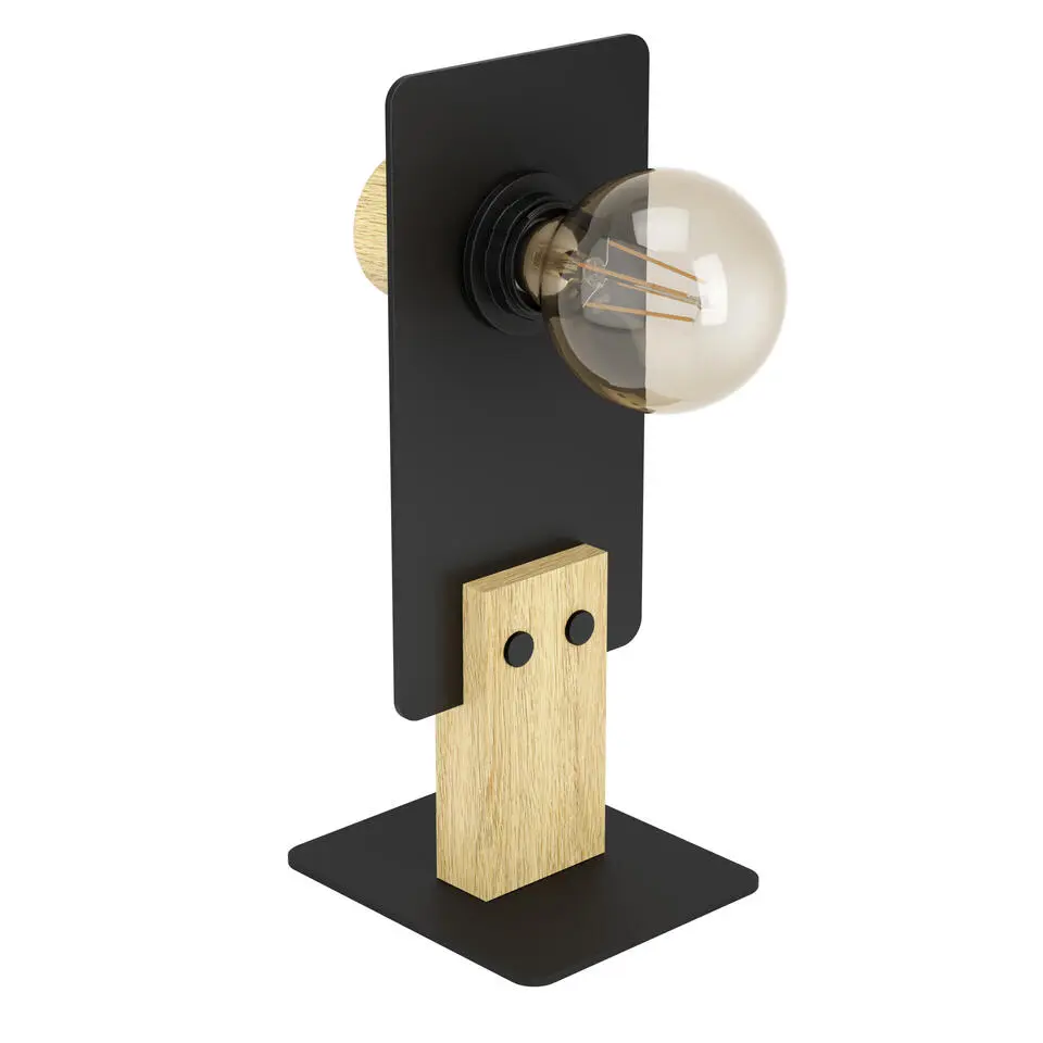 EGLO Bramerton Tafellamp - E27 - Hout - Zwart/Bruin