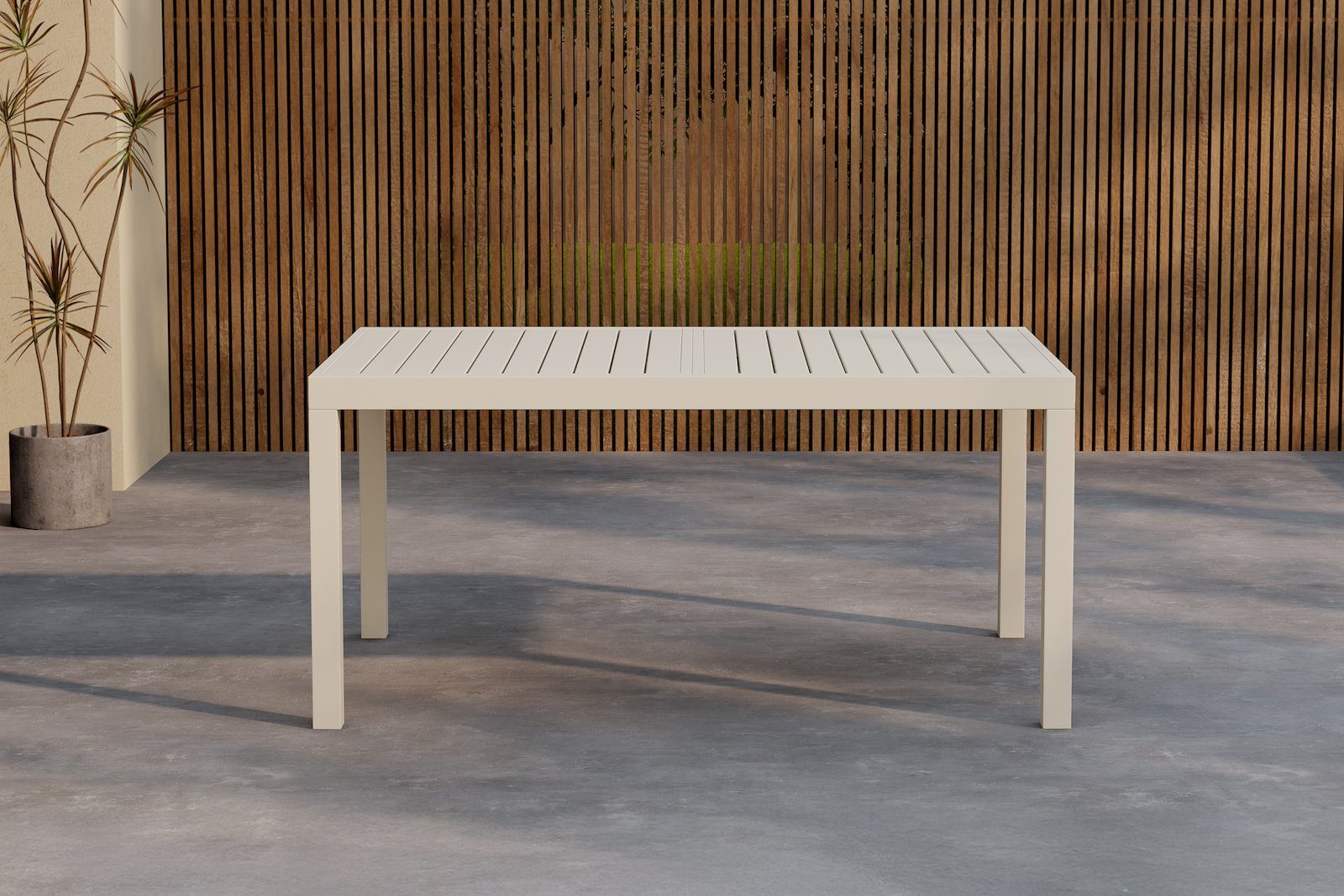 Capo spisebord Hagebord i beigelakkert aluminium med utrekksfunksjon. Ileggsplate følger med.160/240x100 cm