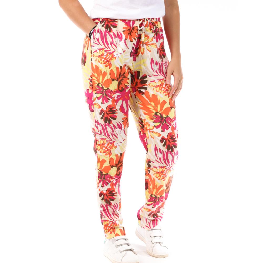 Only Pantalon Orange à fleurs Femme Only Nova Life