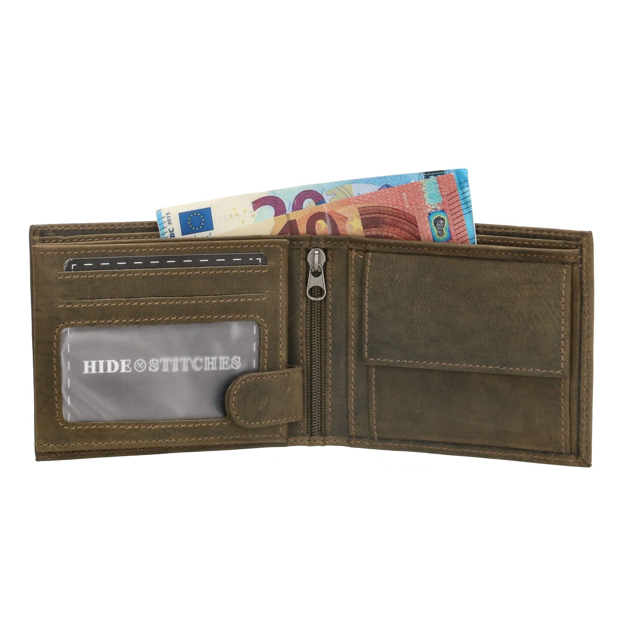 Hide & Stitches Idaho Portemonnee Billfold Groen