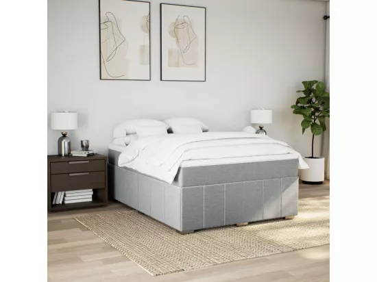 Sommier à lattes de lit avec matelas Gris clair 160x200cm Tissu